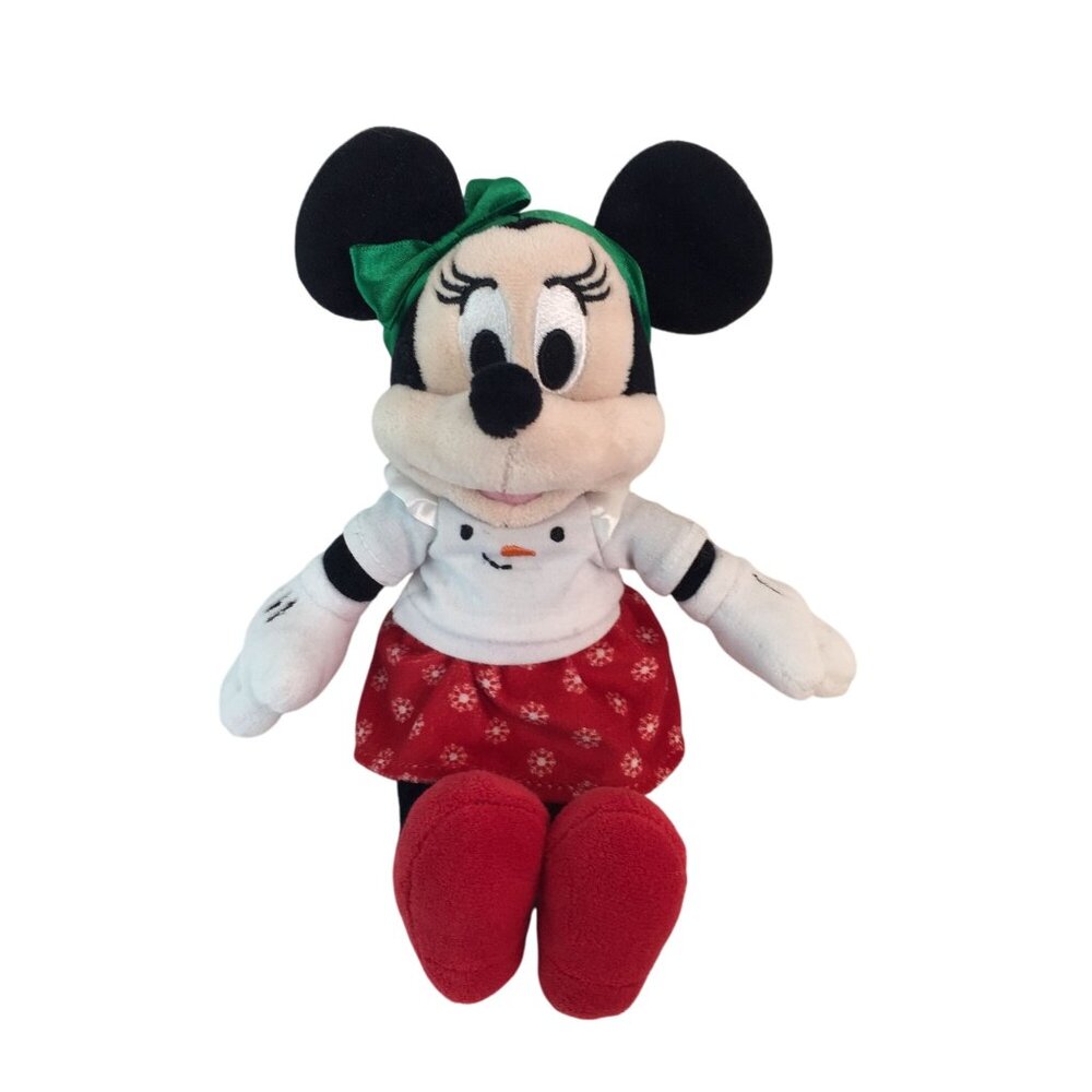 Disney Store Minnie Mouse 9"‎ Christmas Plush Snowman Shirt Stuffed Toy